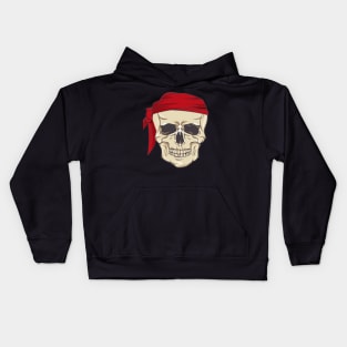 skull with red bandana Kids Hoodie